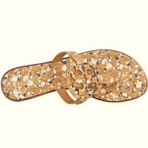 Tory Burch Miller Blue Confetti Cork Sandals NIB!!